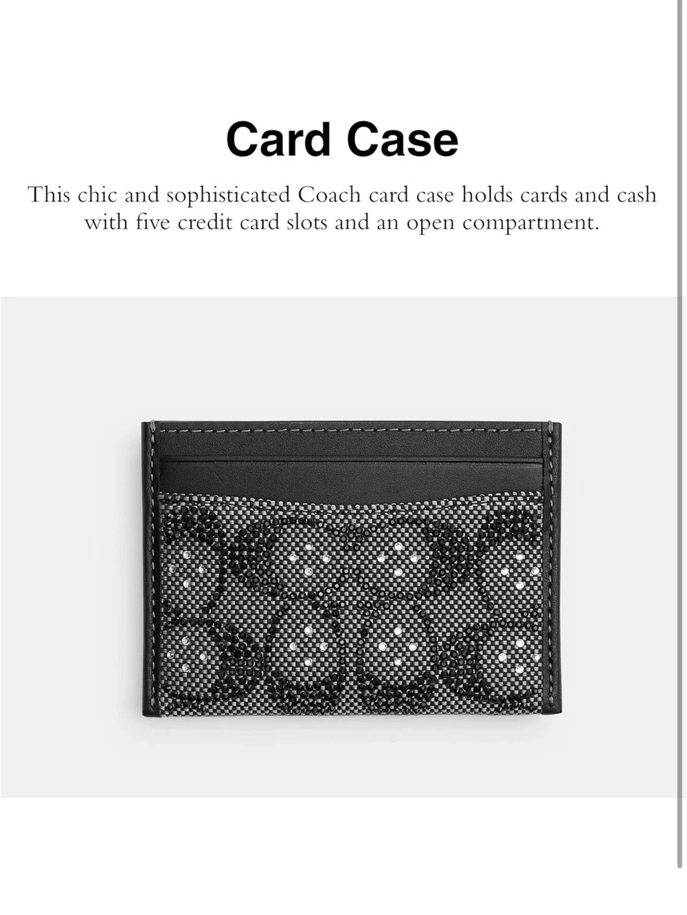 Coach Black Crystal Signature Jacquard Essential Card Case Wallet - New - Picture 2 of 9